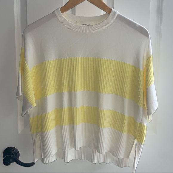 SPORTMAX by Max Mara Striped Knit Top Yellow & White Crewneck Size Medium - Picture 2 of 6